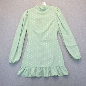 Parisian Mint Green Polka Dot Mini Dress Long Sleeve NWT Size 6